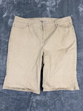 Gloria Vanderbilt Womens Khaki Shorts Size 16 All-Around Slimming Effect